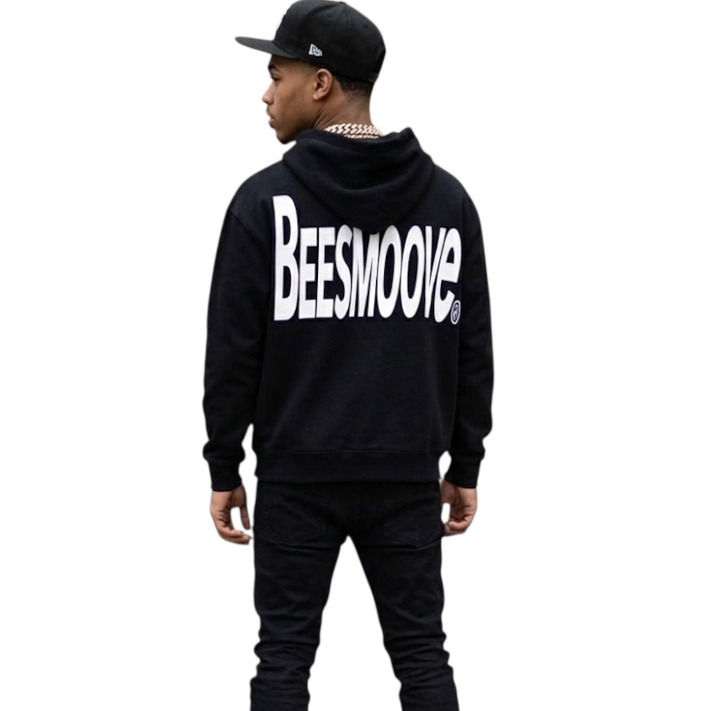 BEESMOOVE BackTalk white Essential Oversized Fleece Boxy Hoodie - Beesmoove