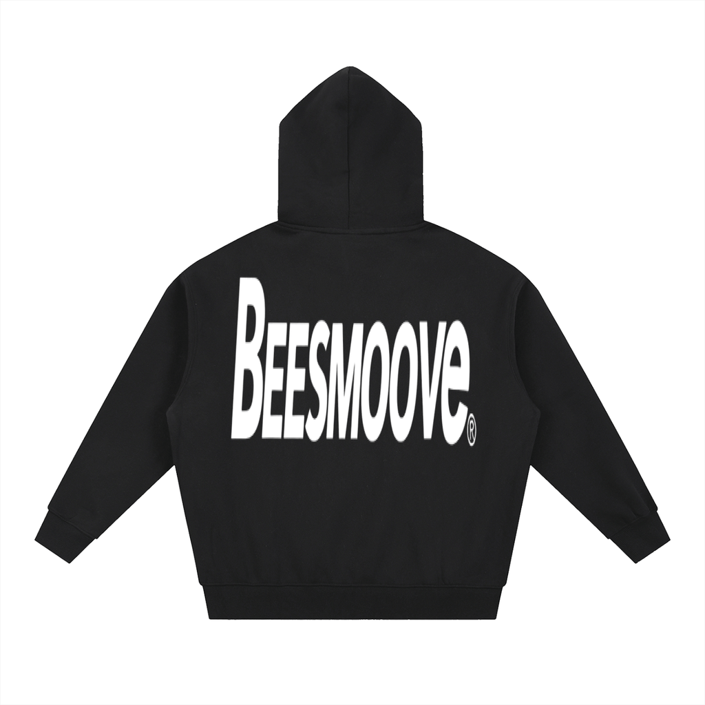 BEESMOOVE BackTalk white Essential Oversized Fleece Boxy Hoodie - Beesmoove