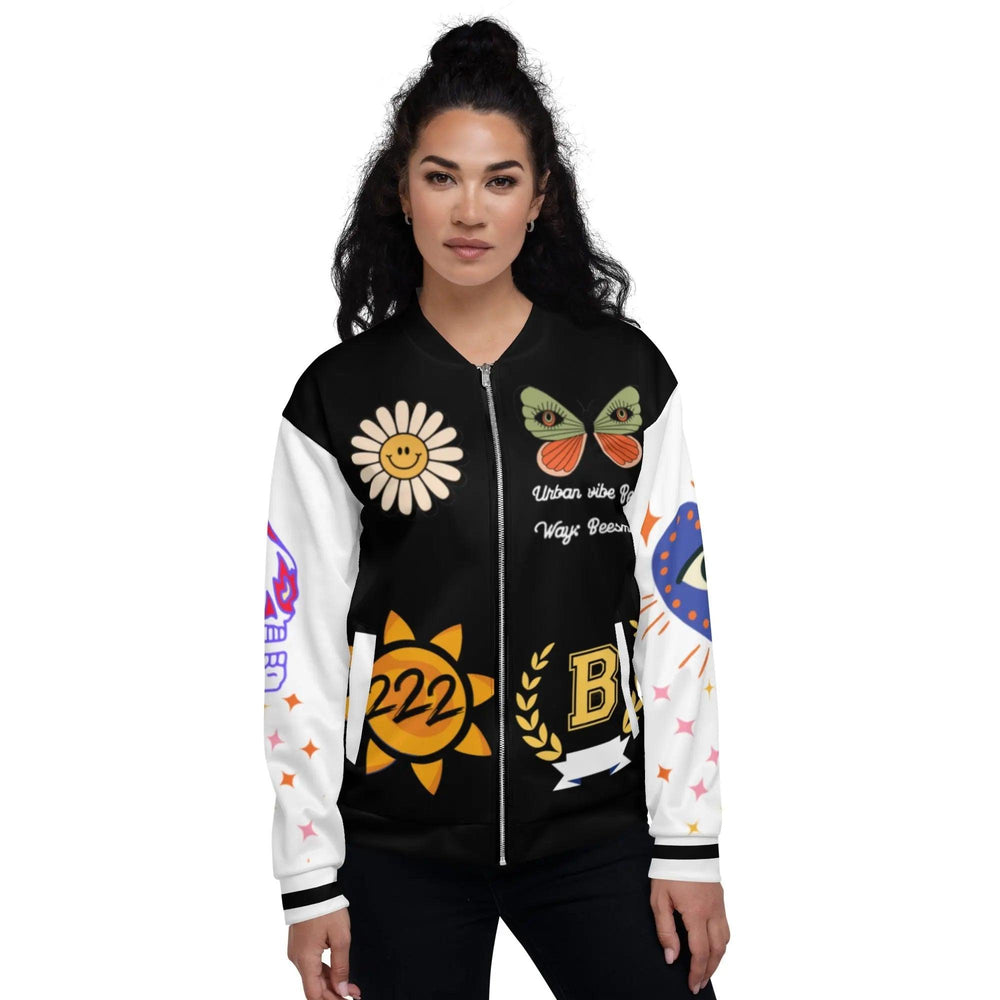 Beesmoove bees way black Unisex Bomber Jacket - Beesmoove 