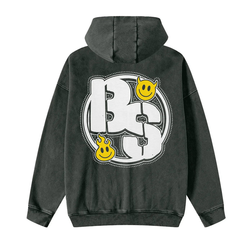 BEESMOOVE BeeSmiles Worldwide Washed Zip - Through Fleece Hoodie - Beesmoove