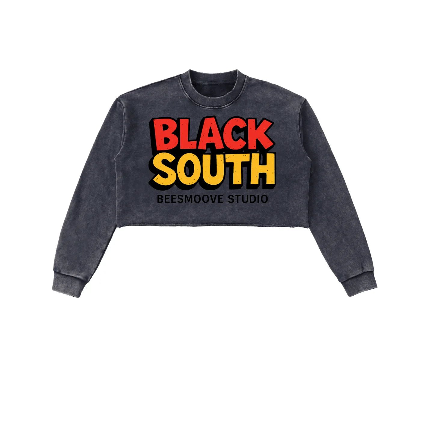 BEESMOOVE BlackSouth Collective Washed Raw Edge Cropped Sweatshirt - Beesmoove