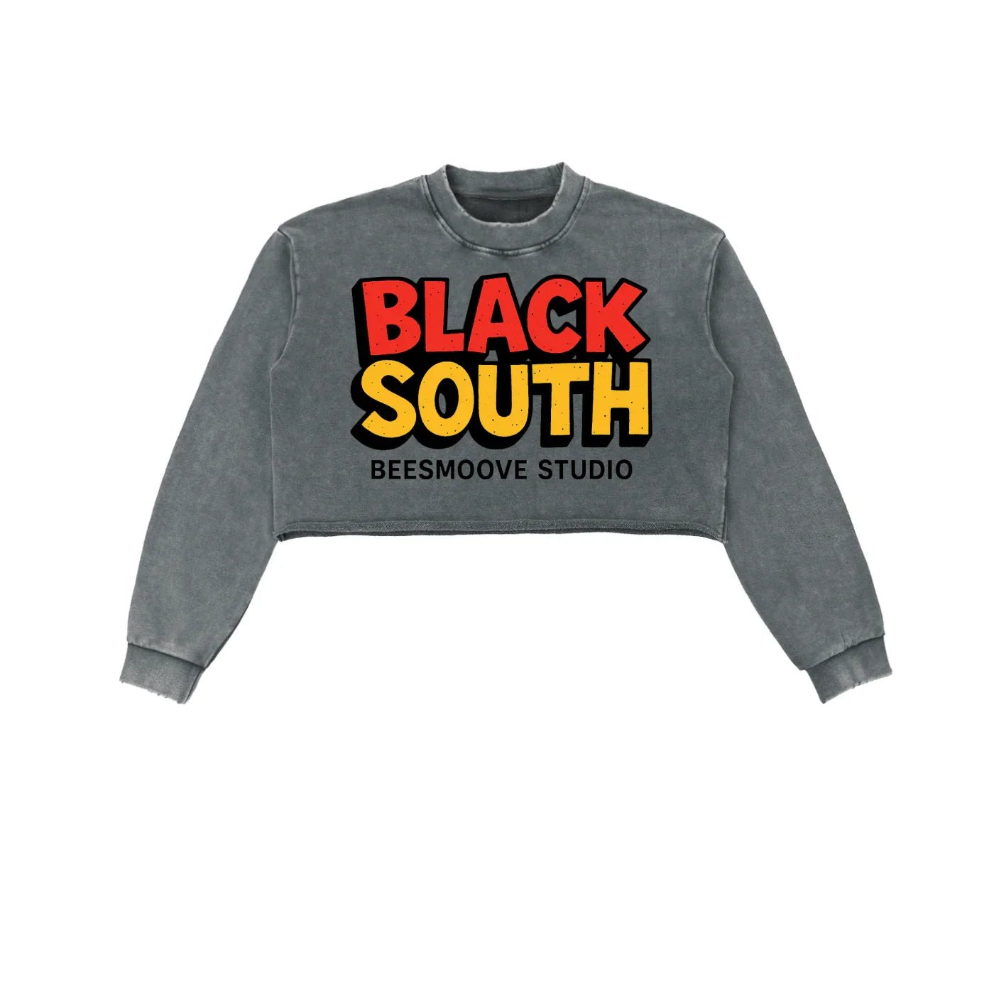 BEESMOOVE BlackSouth Collective Washed Raw Edge Cropped Sweatshirt - Beesmoove