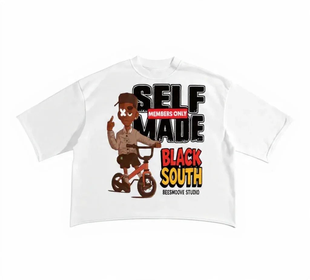 BEESMOOVE BlackSouth T - Time Self MADE Raw Edge T-Shirt - Beesmoove