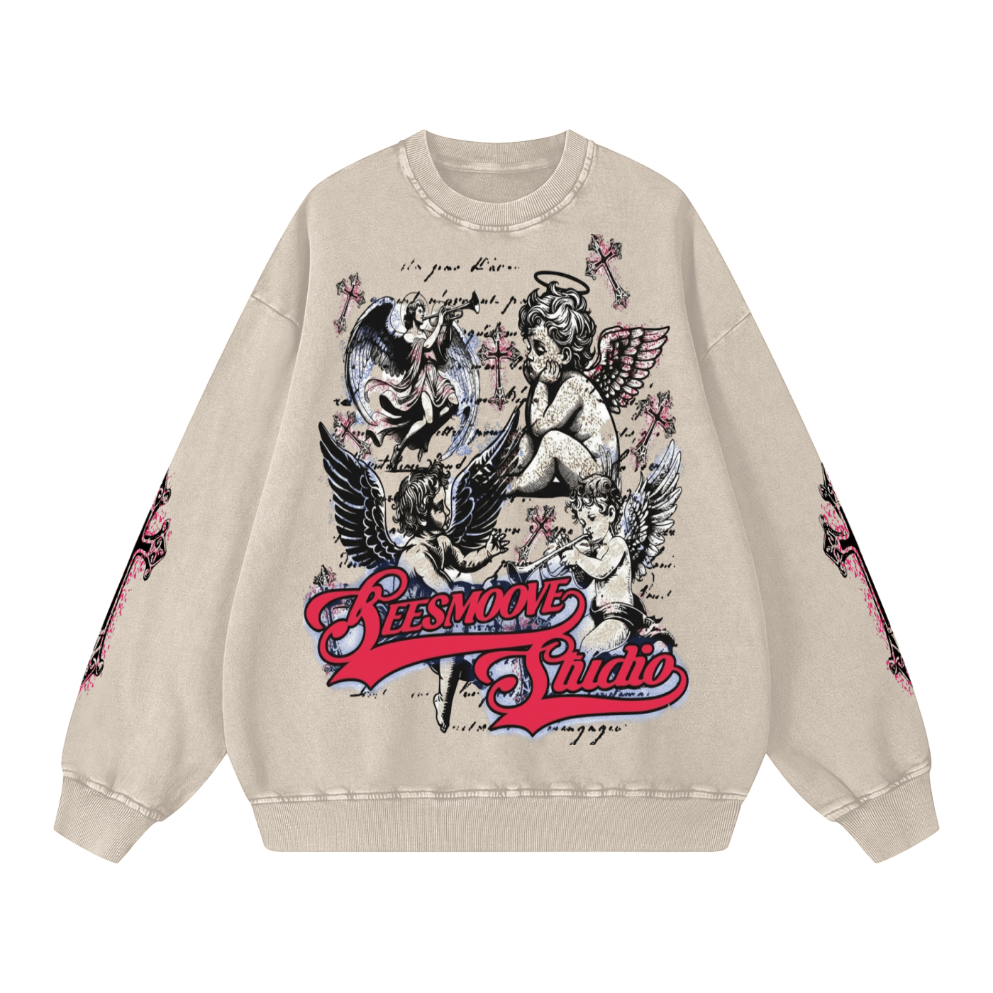 BEESMOOVE Blessed & Protected Washed Oversized Sweatshirt - Beesmoove