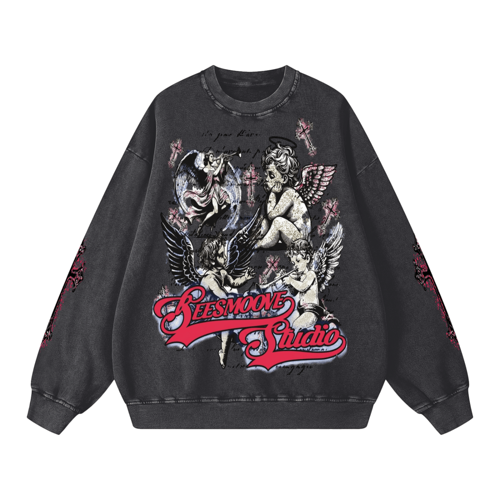 BEESMOOVE Blessed & Protected Washed Oversized Sweatshirt - Beesmoove