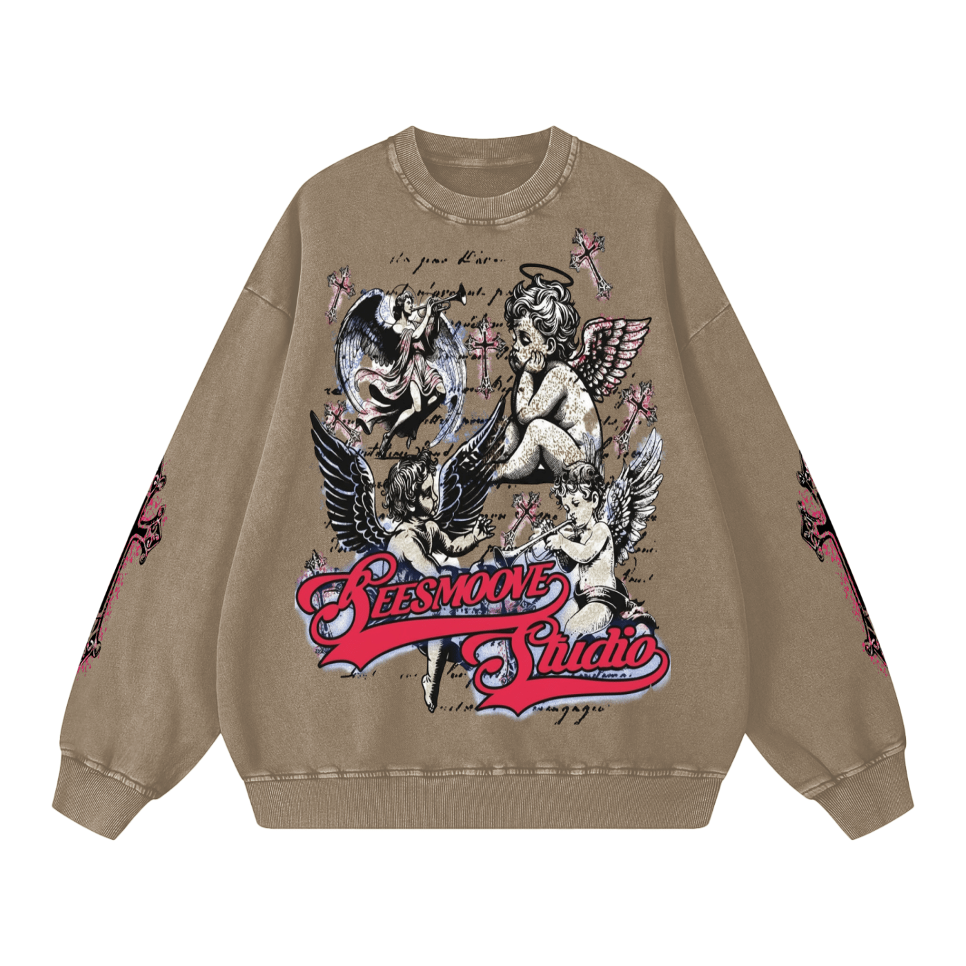 BEESMOOVE Blessed & Protected Washed Oversized Sweatshirt - Beesmoove