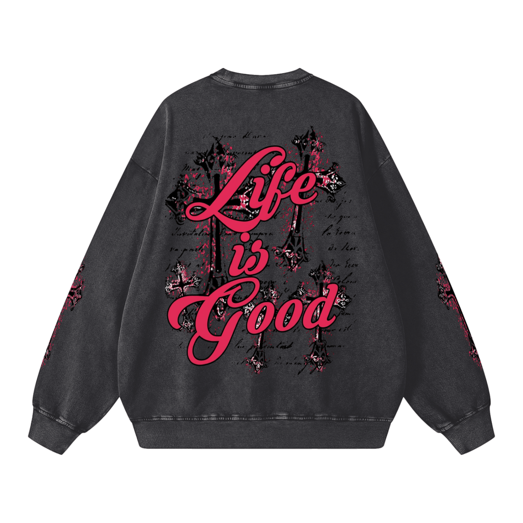 BEESMOOVE Blessed & Protected Washed Oversized Sweatshirt - Beesmoove