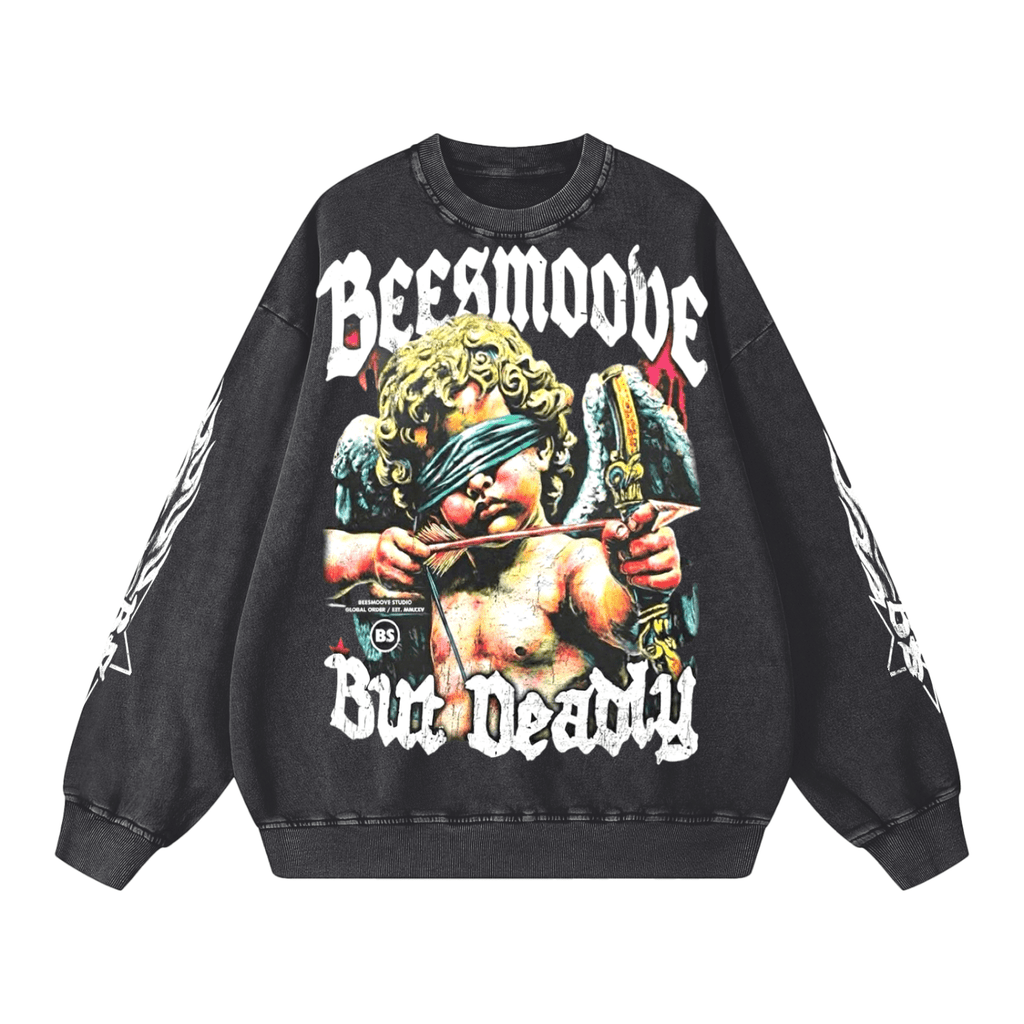 BEESMOOVE Blind But Deadly Washed Oversized Sweatshirt - Beesmoove