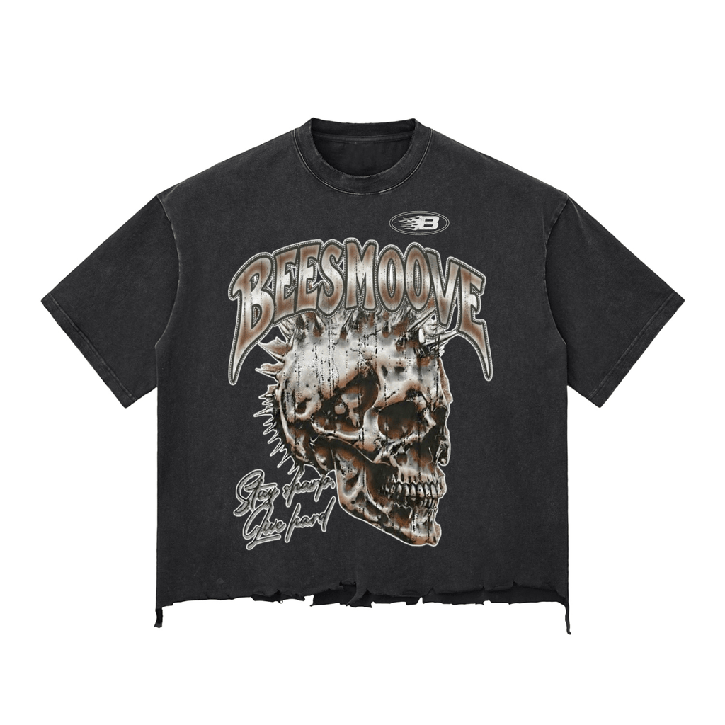 BEESMOOVE Bone Breaker Tee Wash Raw - Hem Boxy T-shirt - Beesmoove