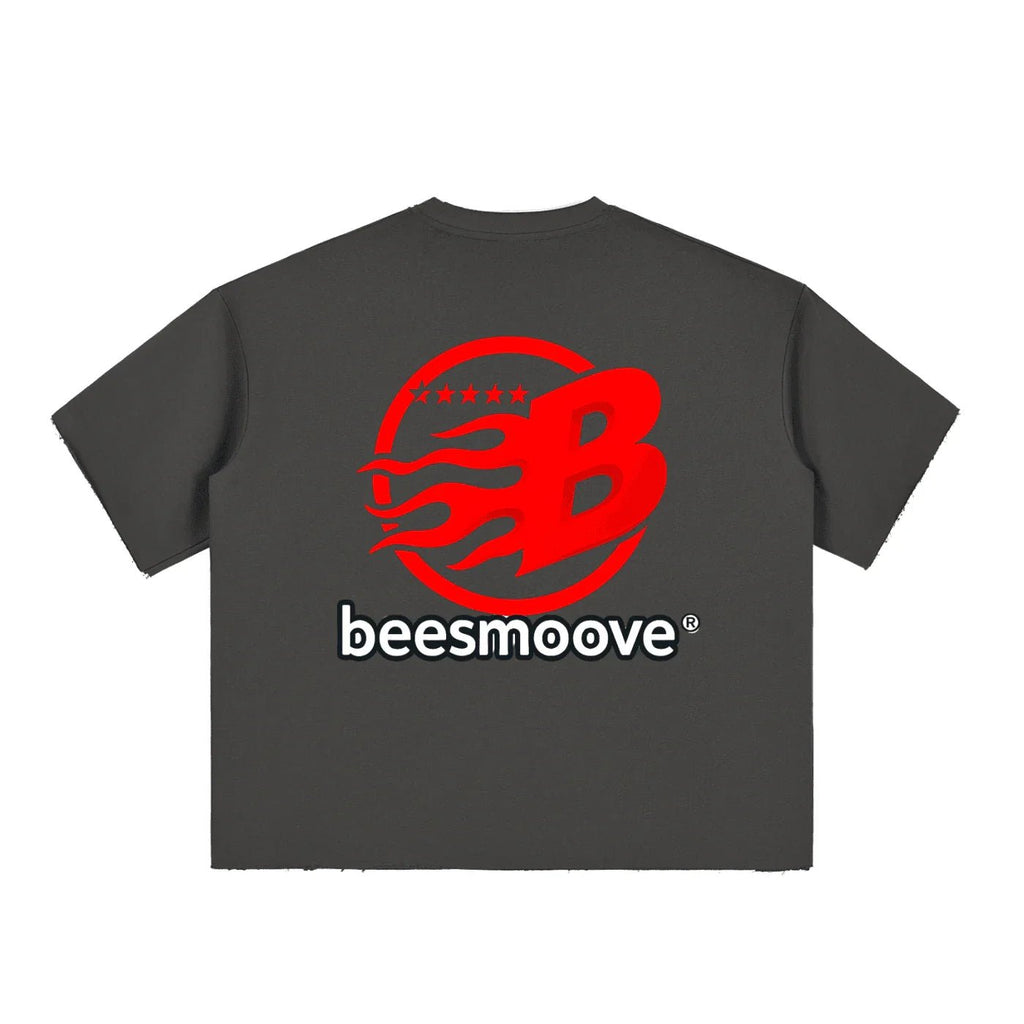 BEESMOOVE Boxy Half - Sleeve Raw - Edge T-Shirt - Beesmoove