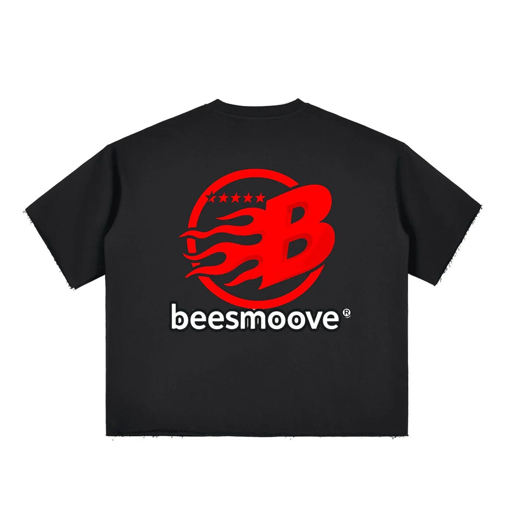 BEESMOOVE Boxy Half - Sleeve Raw - Edge T-Shirt - Beesmoove