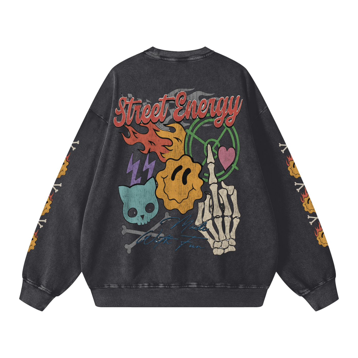 BEESMOOVE Cartoon Chaos (throwback) Washed Oversized Sweatshirt - Beesmoove