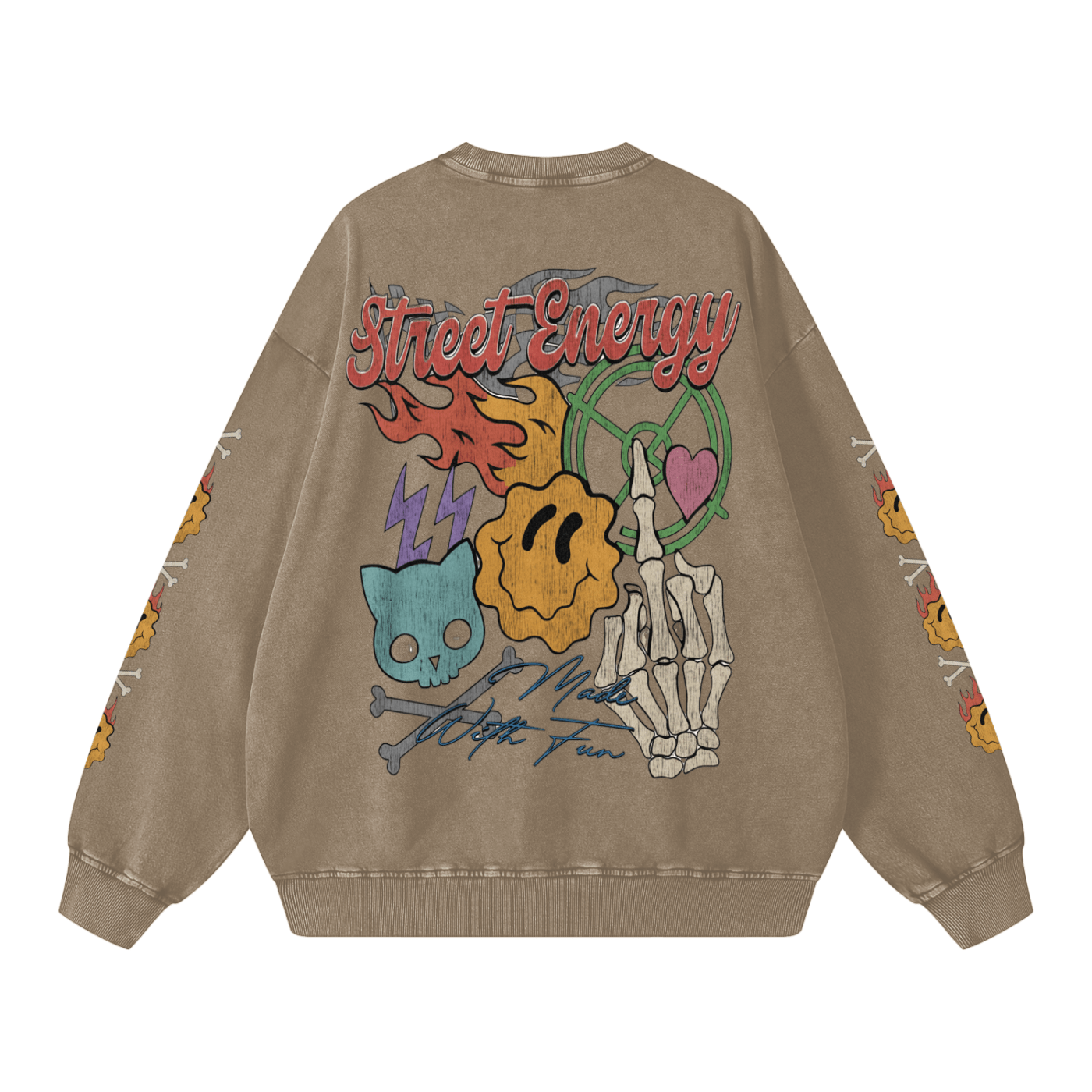 BEESMOOVE Cartoon Chaos (throwback) Washed Oversized Sweatshirt - Beesmoove