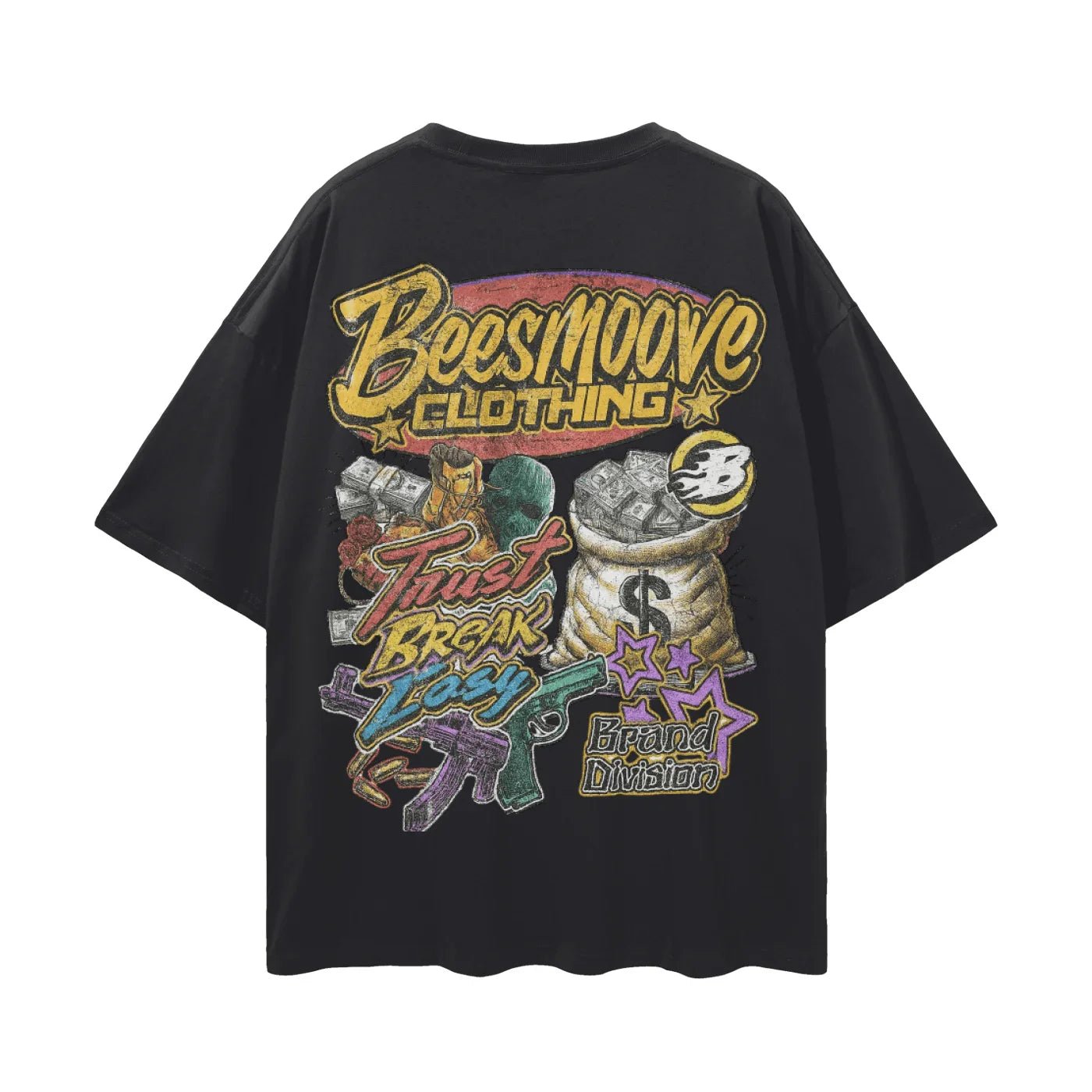 BEESMOOVE Chaos Skull V1 Oversize Deep Drop Shoulder Tee - Beesmoove