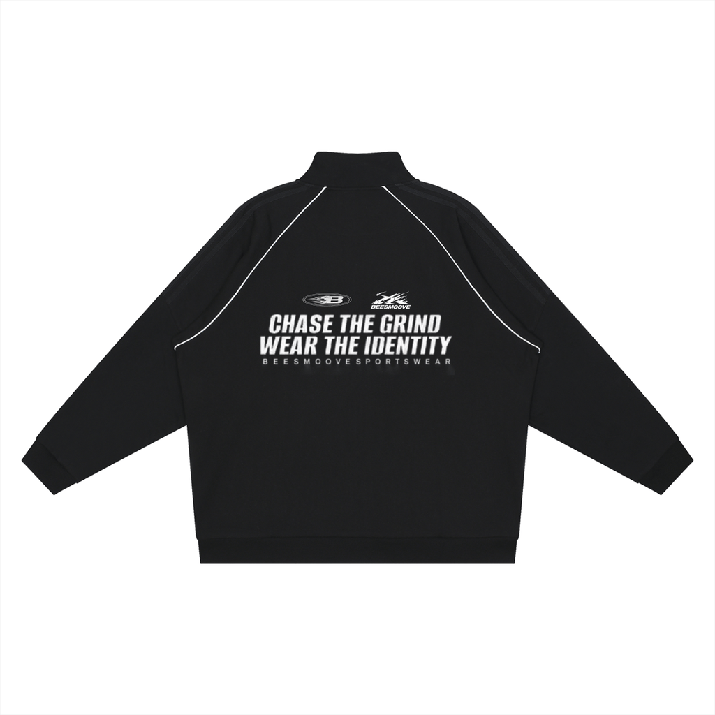 BEESMOOVE Chase the Grind Reflection Striped Raglan Sleeve Jacket - Beesmoove