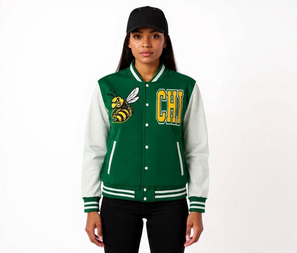 BEESMOOVE CHI BEE Two - Tone Fleeced Varsity Jacket - Beesmoove