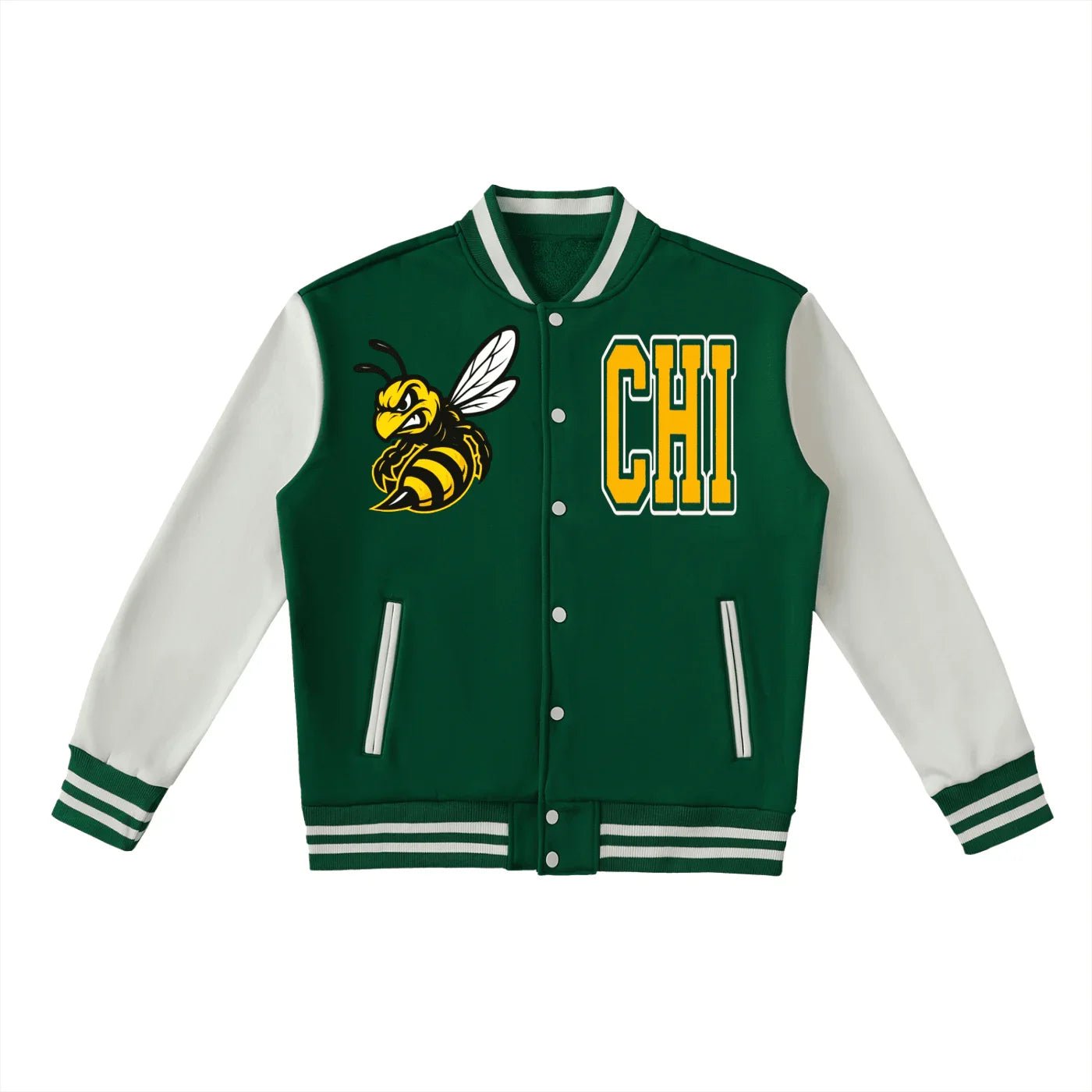 BEESMOOVE CHI BEE Two - Tone Fleeced Varsity Jacket - Beesmoove