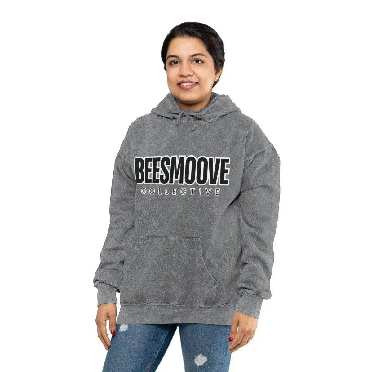 Beesmoove collective black white Unisex Mineral Wash Hoodie - Beesmoove 