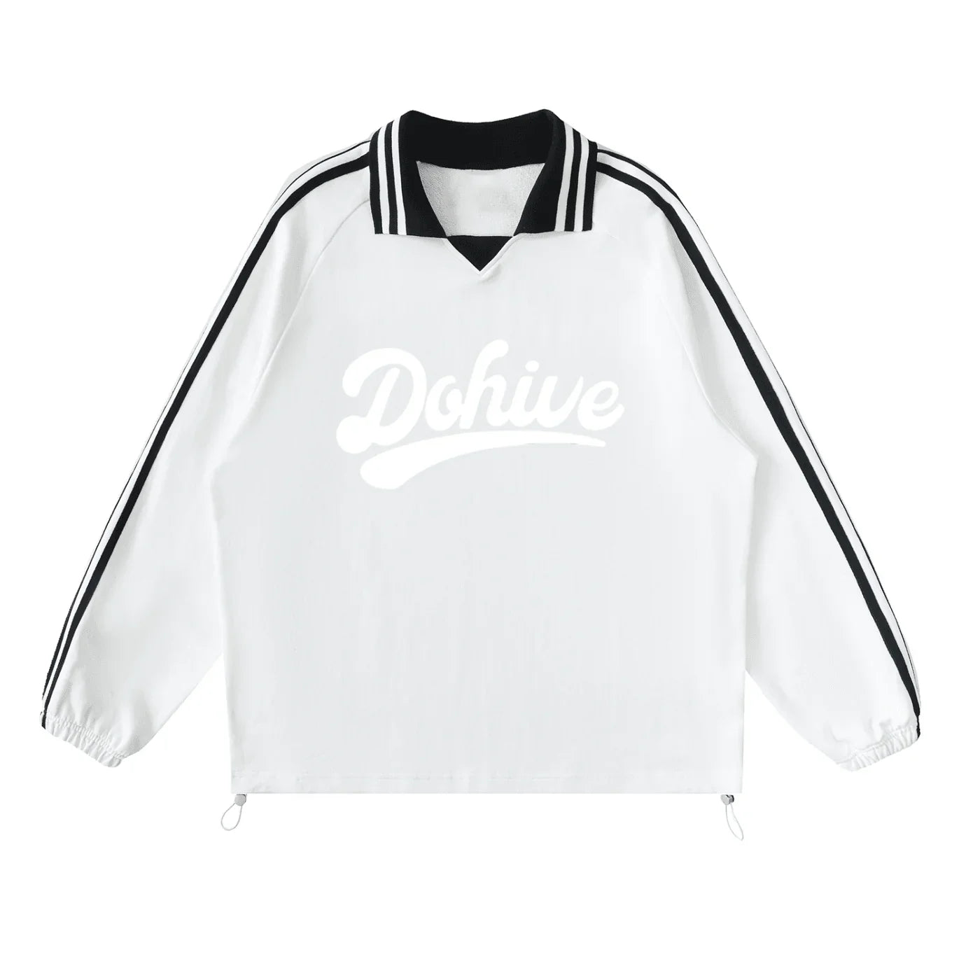 BEESMOOVE DOHIVE Contrast Striped Lapel Collar Sweatshirt - Beesmoove