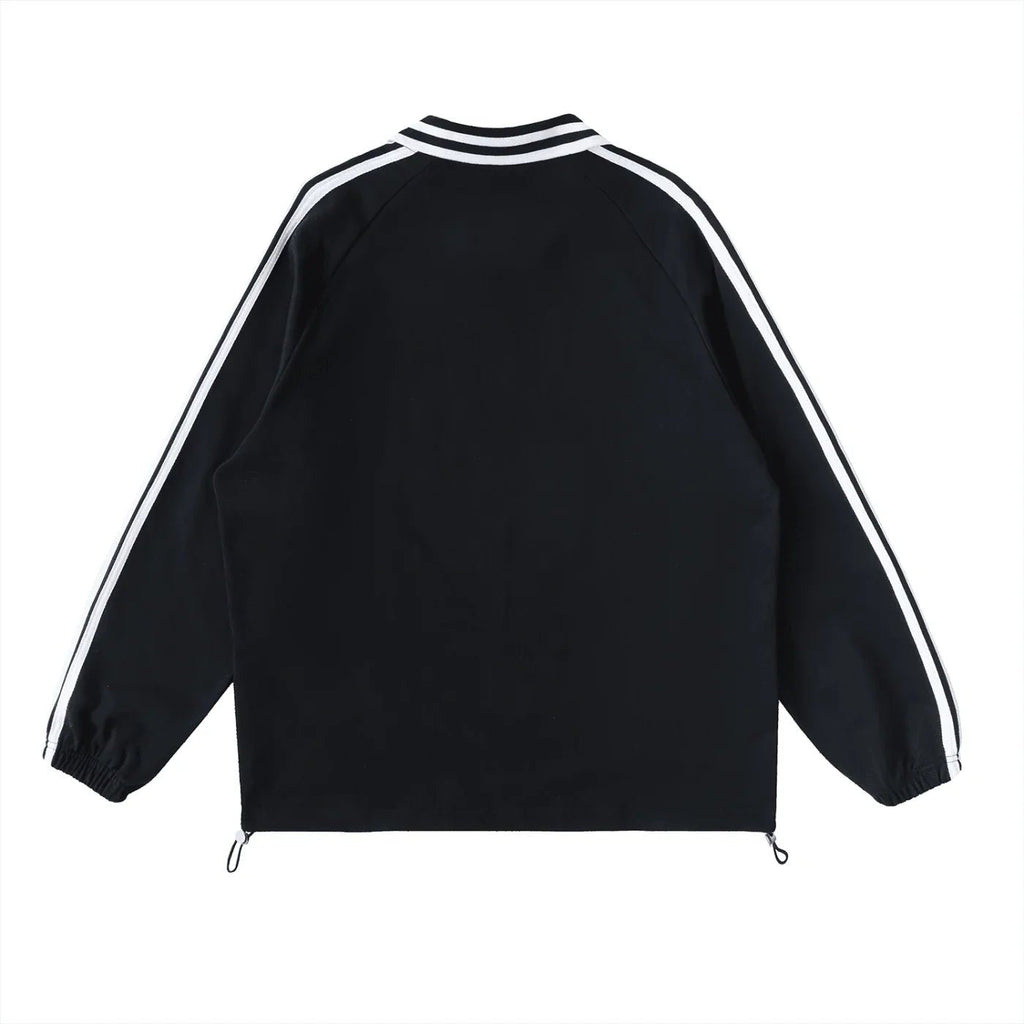 BEESMOOVE DOHIVE Contrast Striped Lapel Collar Sweatshirt - Beesmoove