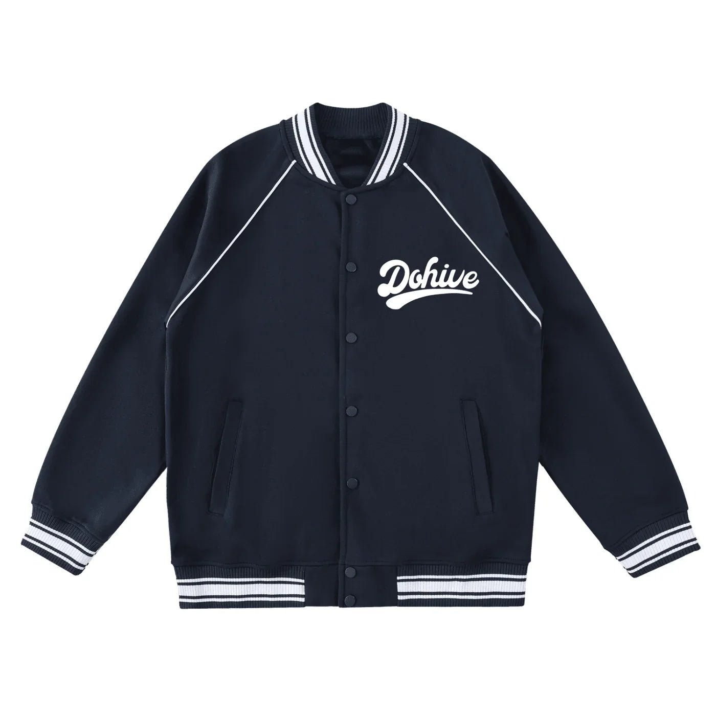 BEESMOOVE Dohive Contrast Trim Raglan Varsity Jacket - Beesmoove