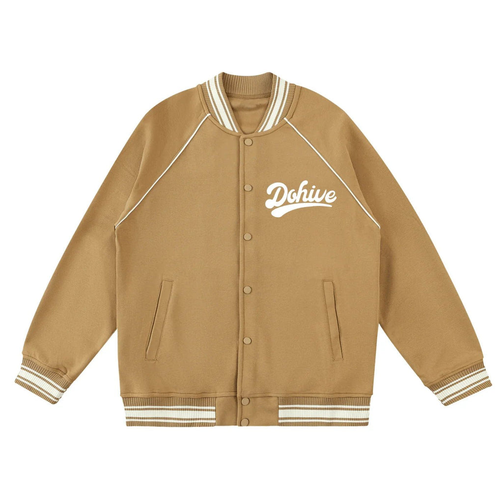 BEESMOOVE Dohive Contrast Trim Raglan Varsity Jacket - Beesmoove