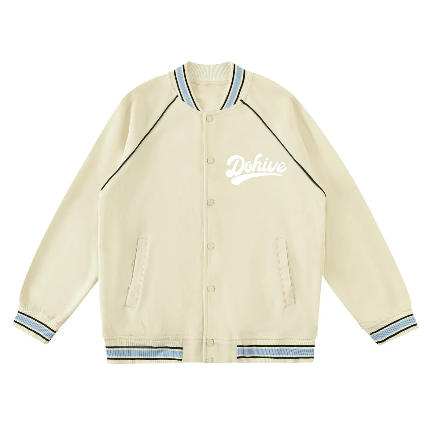 BEESMOOVE Dohive Contrast Trim Raglan Varsity Jacket - Beesmoove