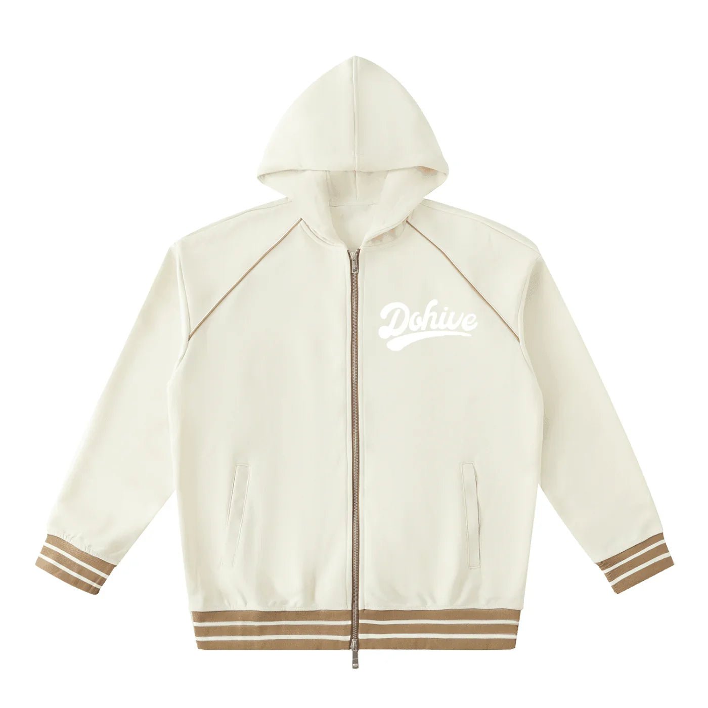 BEESMOOVE DOHIVE Striped Trim Zip - Up Hoodie - Beesmoove