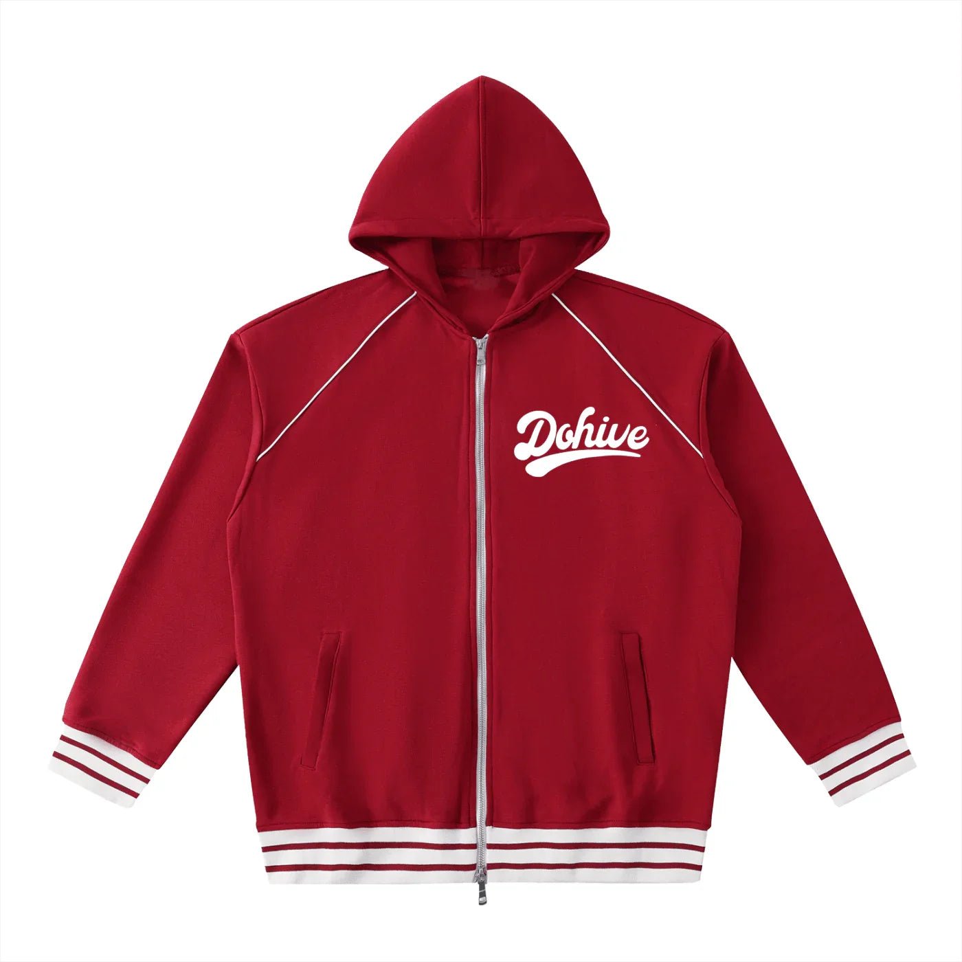 BEESMOOVE DOHIVE Striped Trim Zip - Up Hoodie - Beesmoove