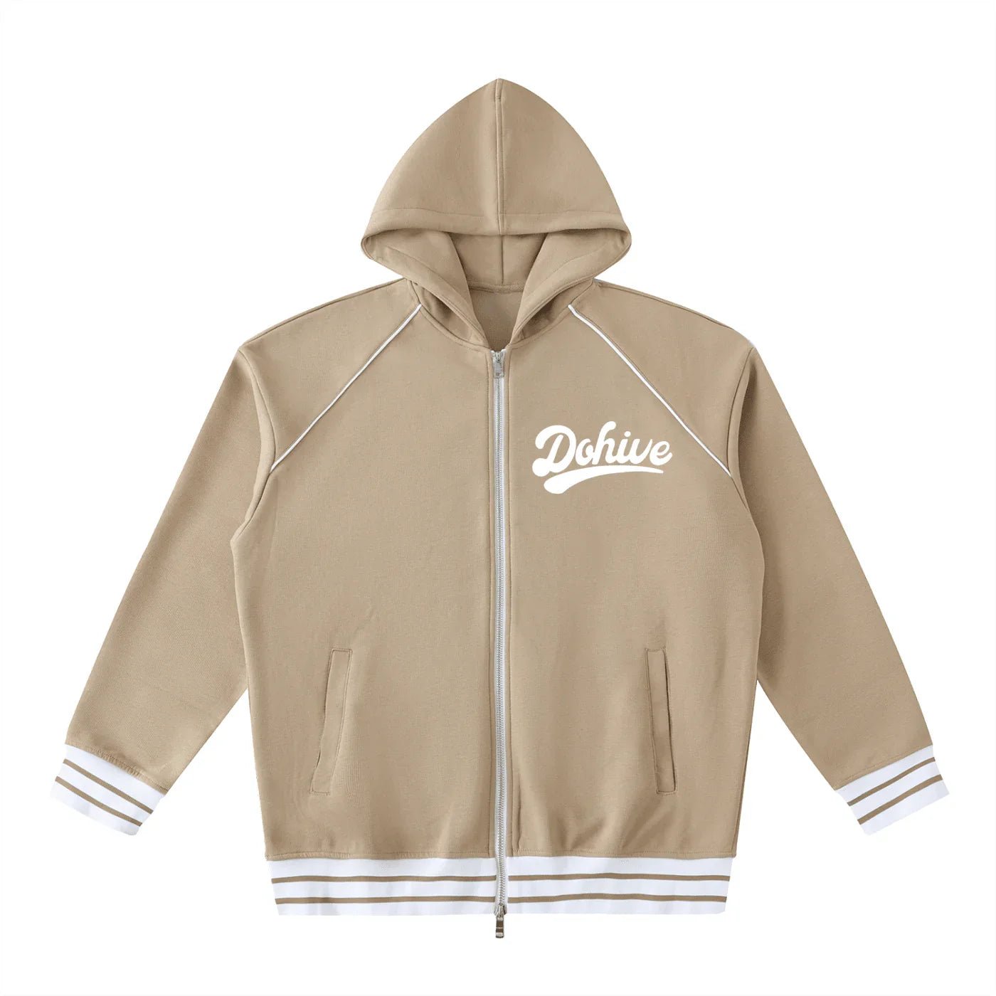 BEESMOOVE DOHIVE Striped Trim Zip - Up Hoodie - Beesmoove