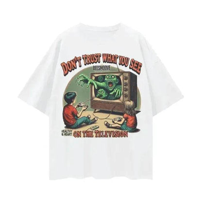 Beesmoove Don’t Trust What You See On The Television Oversize Tee - Beesmoove 