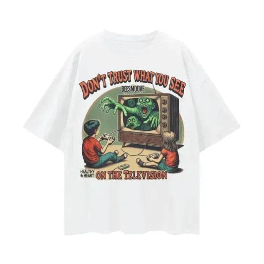 Beesmoove Don’t Trust What You See On The Television Oversize Tee - Beesmoove 
