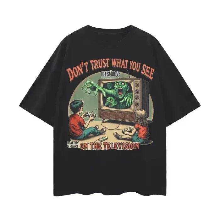 Beesmoove Don’t Trust What You See On The Television Oversize Tee - Beesmoove 