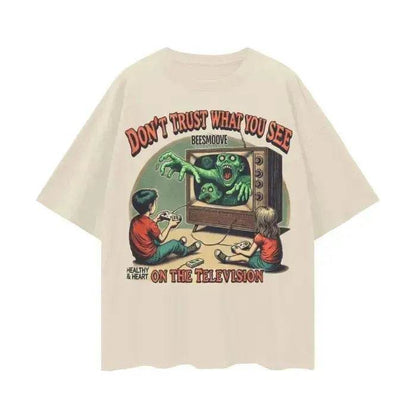 Beesmoove Don’t Trust What You See On The Television Oversize Tee - Beesmoove 