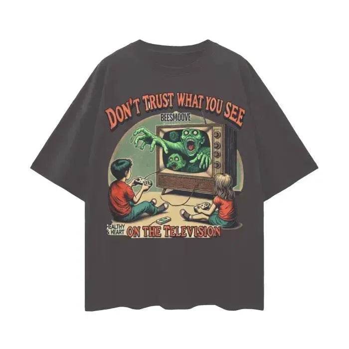Beesmoove Don’t Trust What You See On The Television Oversize Tee - Beesmoove 