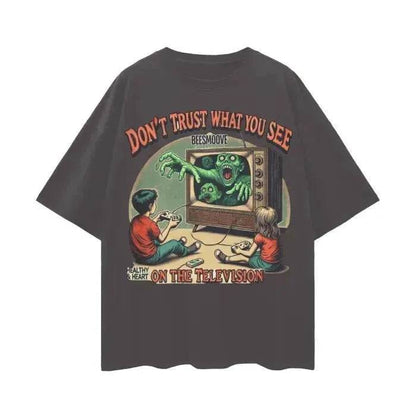 Beesmoove Don’t Trust What You See On The Television Oversize Tee - Beesmoove 