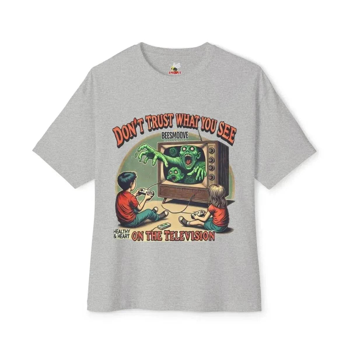 Beesmoove don’t trust what you see on the television Oversized Boxy Tee - Beesmoove 