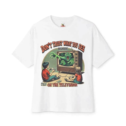 Beesmoove don’t trust what you see on the television Oversized Boxy Tee - Beesmoove 