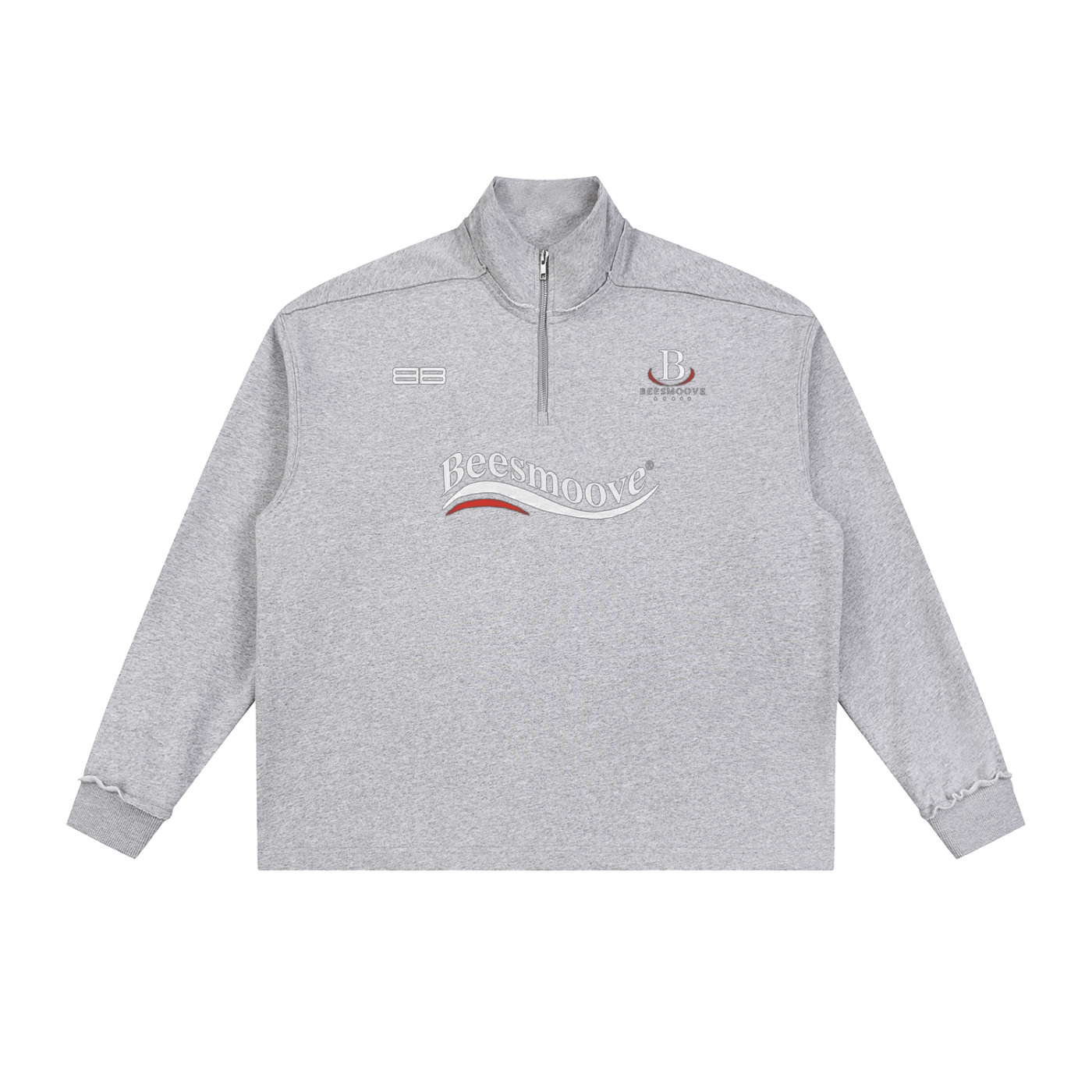Beesmoove Driftwear Half - Zip Rolled Edge Fleece Sweatshirt - Beesmoove