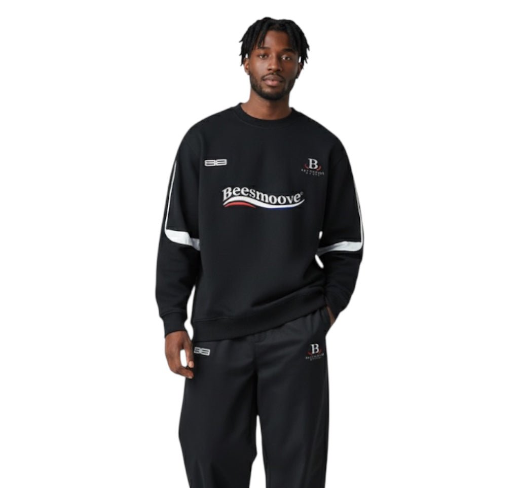 Beesmoove Driftwear Oversized Crewneck Taped Sweatshirt - Beesmoove