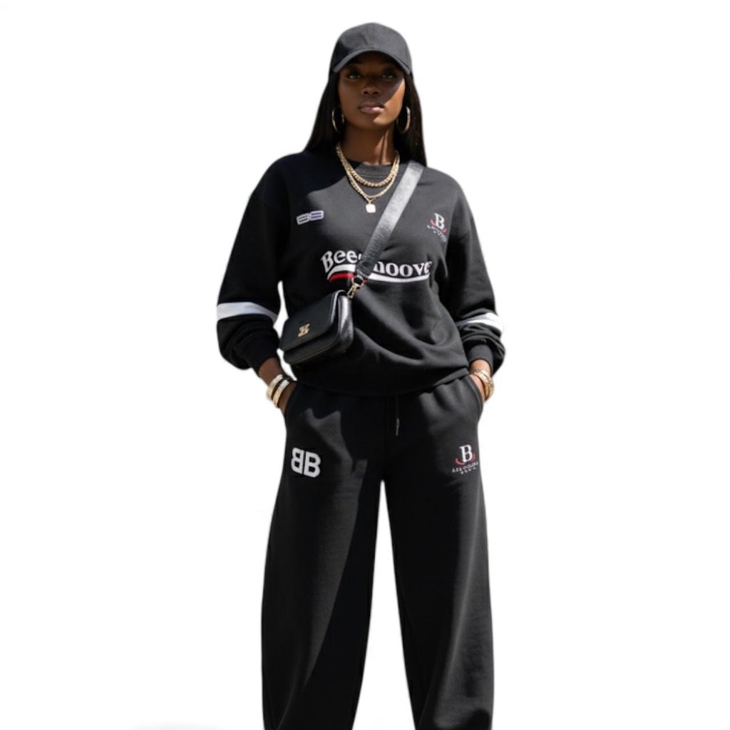 Beesmoove Driftwear Oversized Crewneck Taped Sweatshirt - Beesmoove