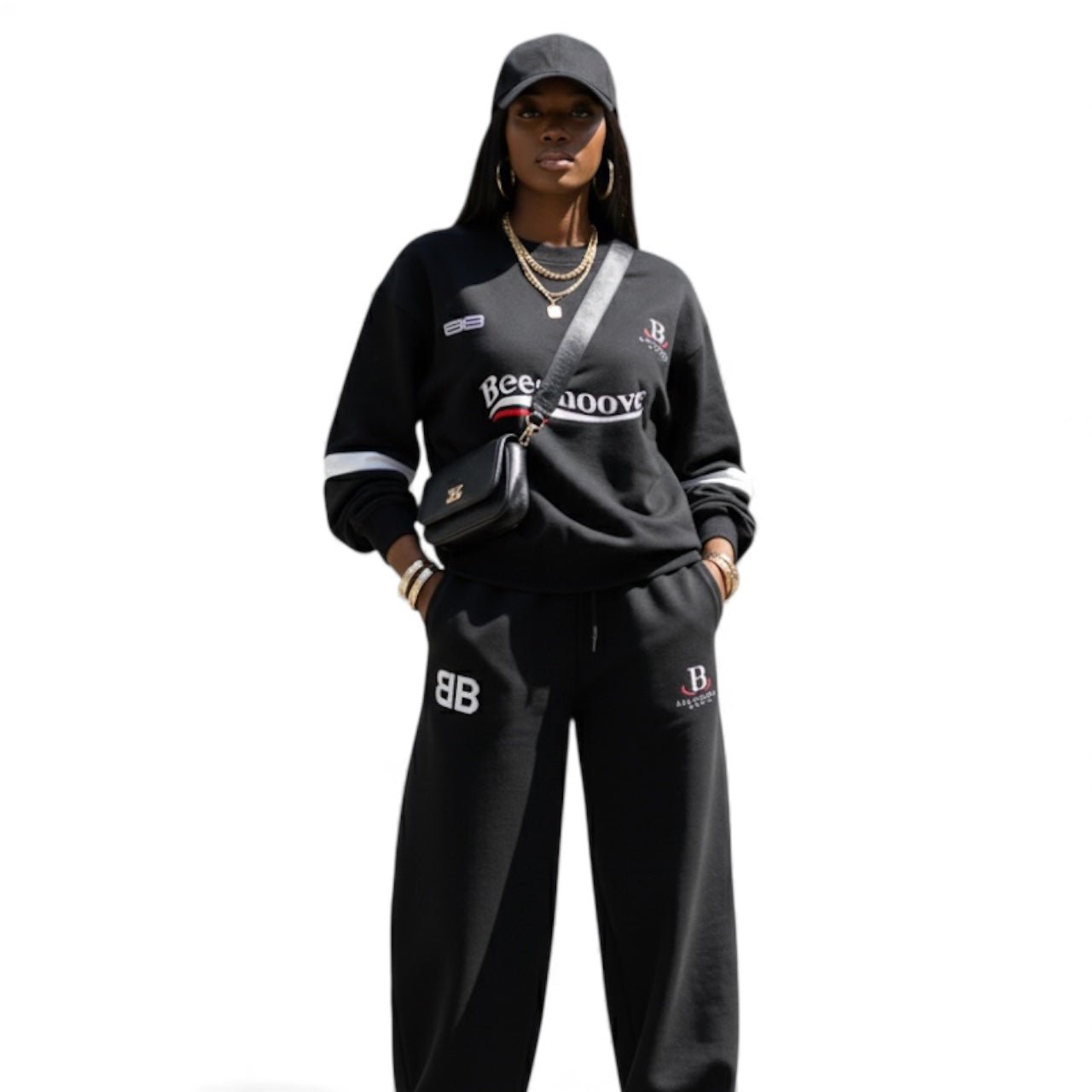 Beesmoove Driftwear Oversized Crewneck Taped Sweatshirt - Beesmoove