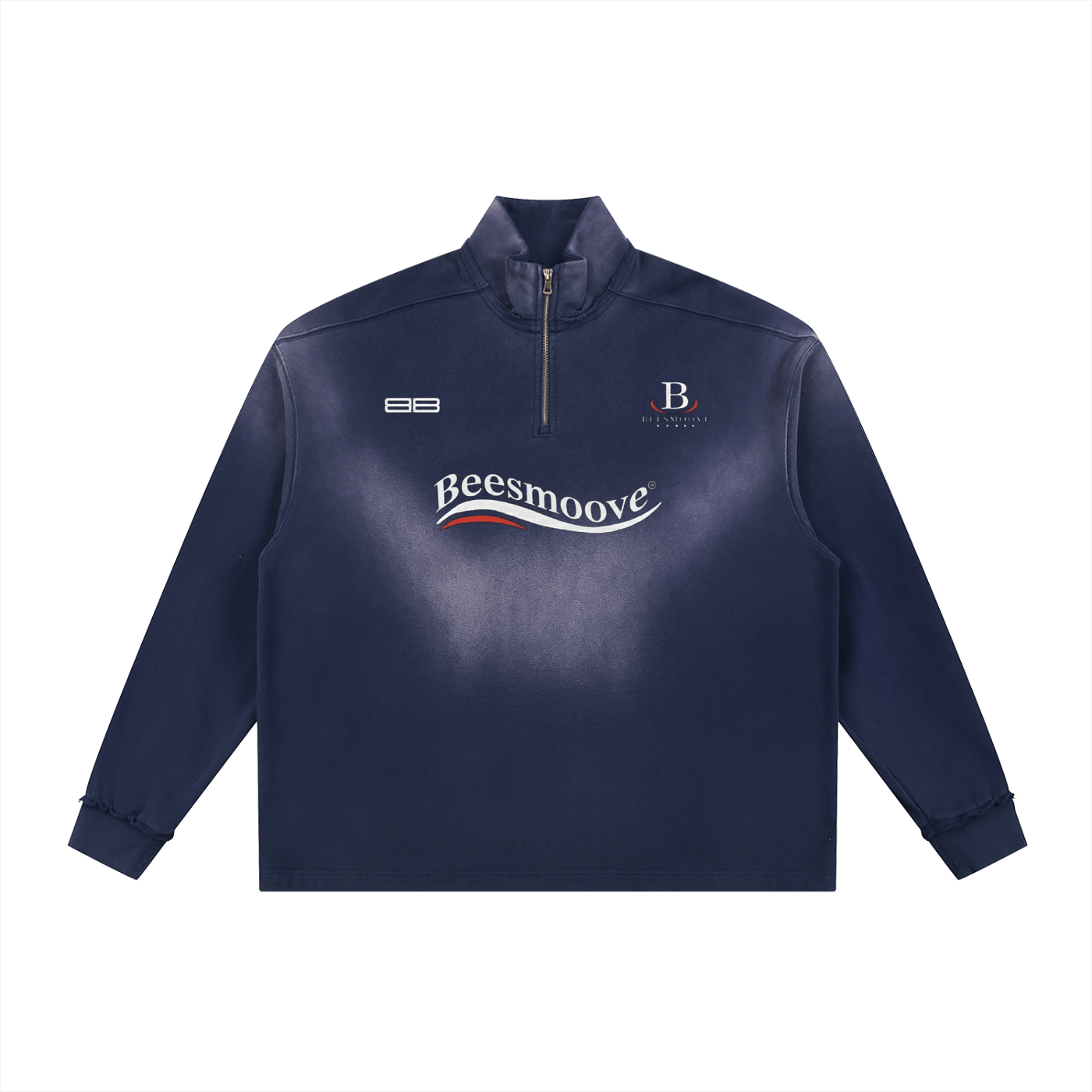 Beesmoove Driftwear Sun Fade Raw Edge Quarter - Zip Sweatshirt - Beesmoove