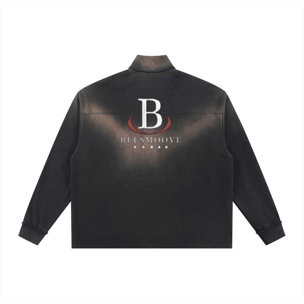 Beesmoove Driftwear Sun Fade Raw Edge Quarter - Zip Sweatshirt - Beesmoove