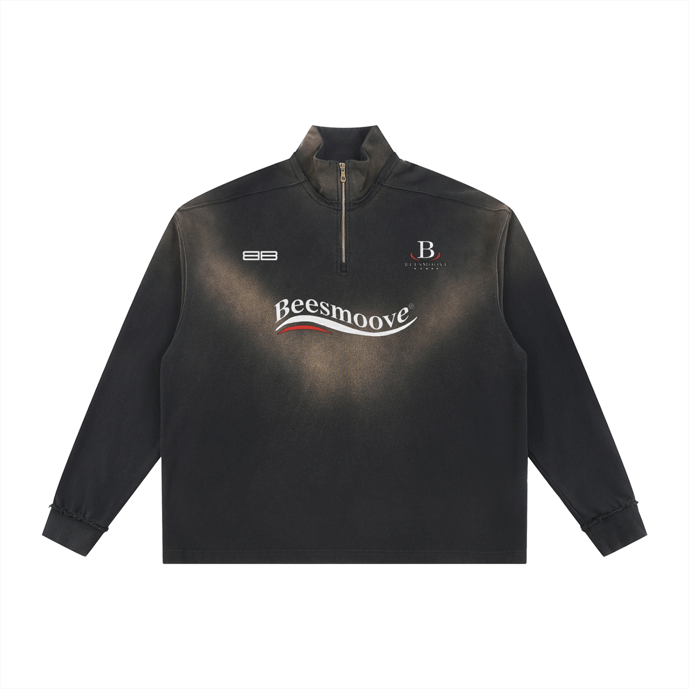 Beesmoove Driftwear Sun Fade Raw Edge Quarter - Zip Sweatshirt - Beesmoove