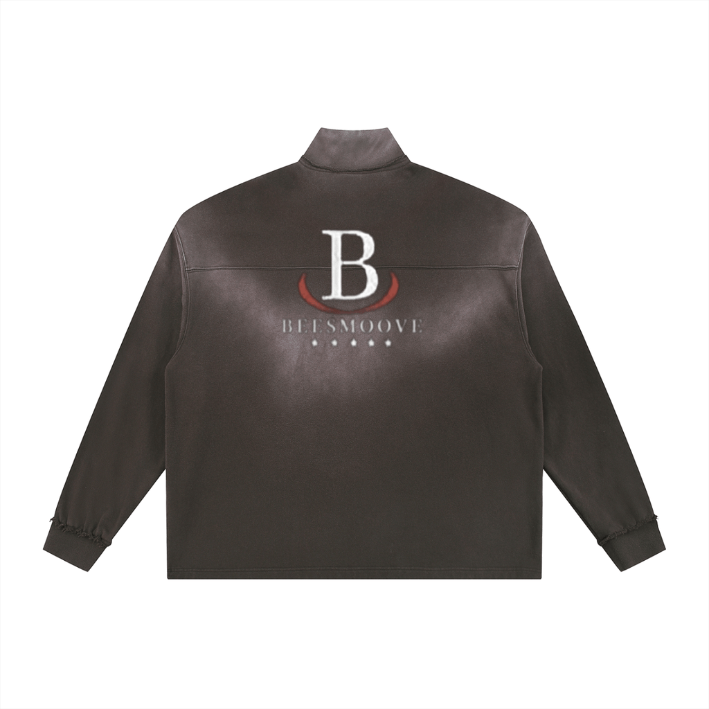 Beesmoove Driftwear Sun Fade Raw Edge Quarter - Zip Sweatshirt - Beesmoove