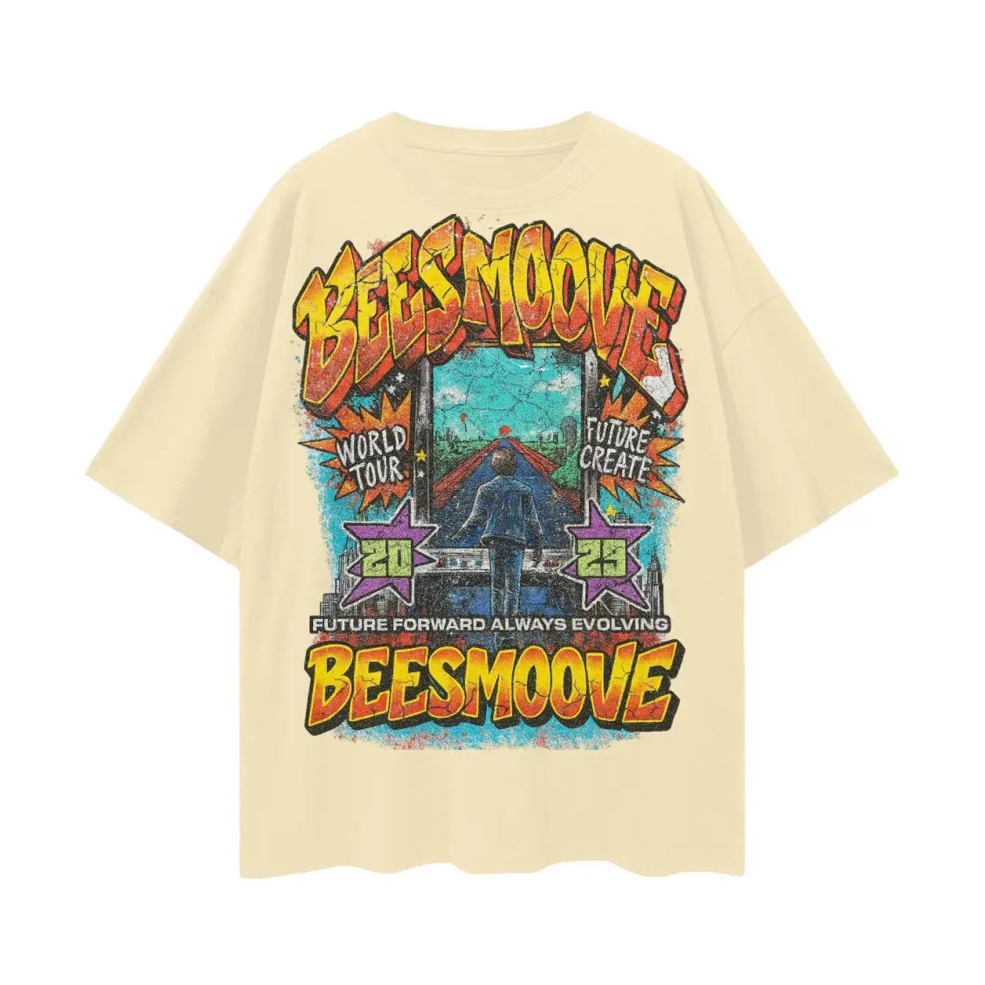 BEESMOOVE: Evolution Over Everything Oversize Deep Drop Shoulder Tee - Beesmoove