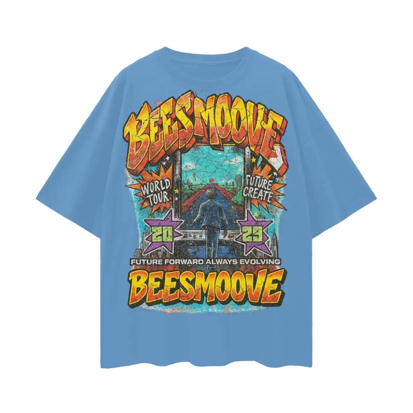 BEESMOOVE: Evolution Over Everything Oversize Deep Drop Shoulder Tee - Beesmoove