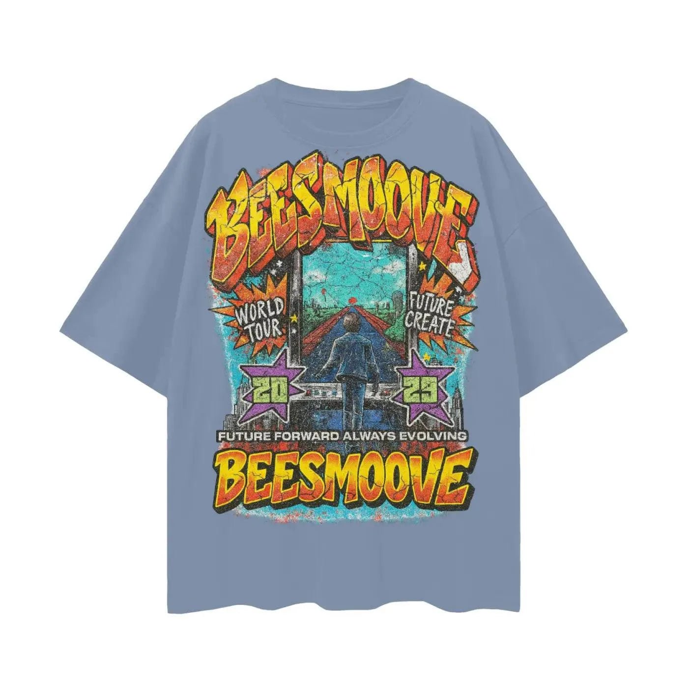 BEESMOOVE: Evolution Over Everything Oversize Deep Drop Shoulder Tee - Beesmoove
