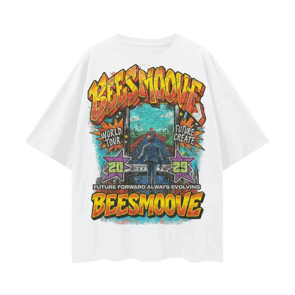 BEESMOOVE: Evolution Over Everything Oversize Deep Drop Shoulder Tee - Beesmoove